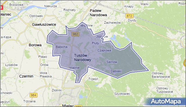 gmina Tuszów Narodowy - powiat mielecki na mapie Targeo