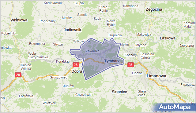 gmina Tymbark - powiat limanowski na mapie Targeo
