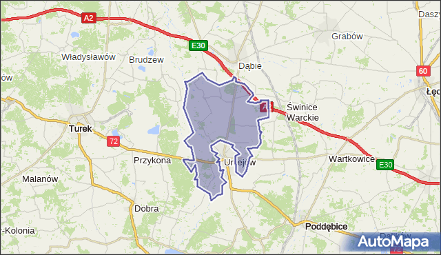 gmina Uniejów - powiat poddębicki na mapie Targeo