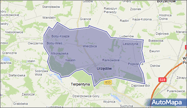gmina Urzędów - powiat kraśnicki na mapie Targeo
