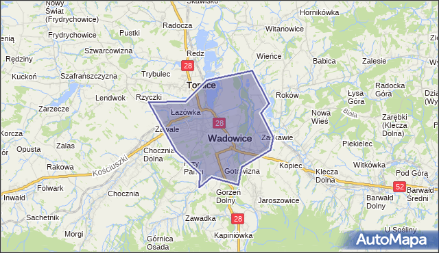 gmina Wadowice - powiat wadowicki na mapie Targeo