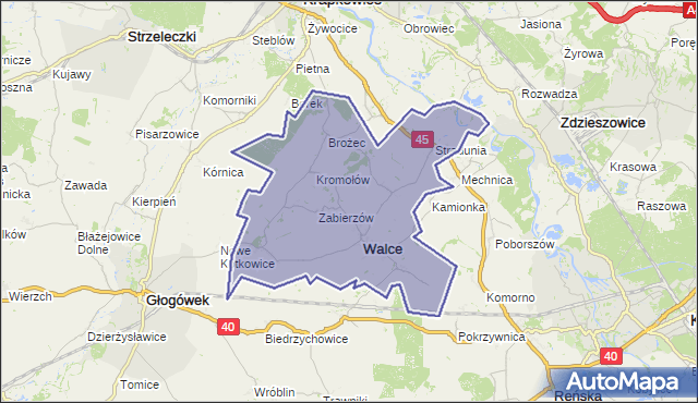 gmina Walce - powiat krapkowicki na mapie Targeo