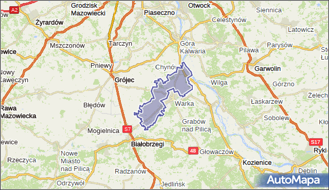 gmina Warka - powiat grójecki na mapie Targeo
