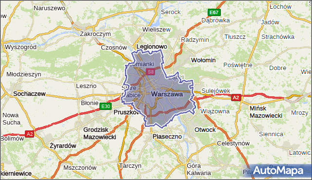 gmina Warszawa - powiat Warszawa na mapie Targeo