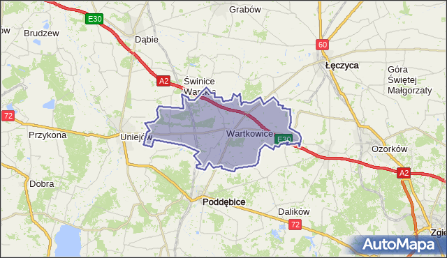 gmina Wartkowice - powiat poddębicki na mapie Targeo