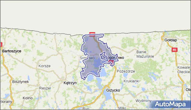 gmina Węgorzewo - powiat węgorzewski na mapie Targeo