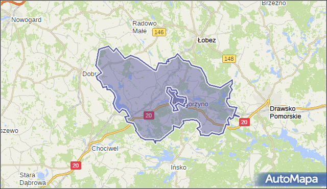 gmina Węgorzyno - powiat łobeski na mapie Targeo