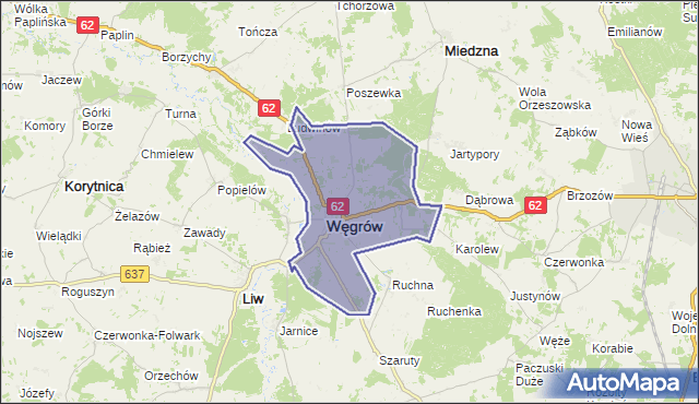 gmina Węgrów - powiat węgrowski na mapie Targeo