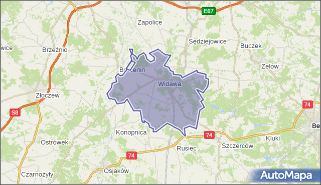 gmina Widawa - powiat łaski na mapie Targeo