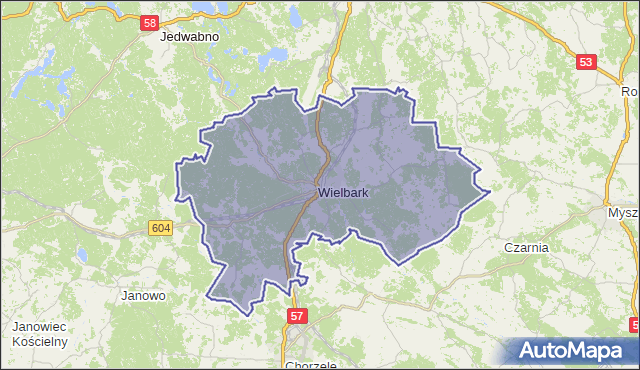 gmina Wielbark - powiat szczycieński na mapie Targeo
