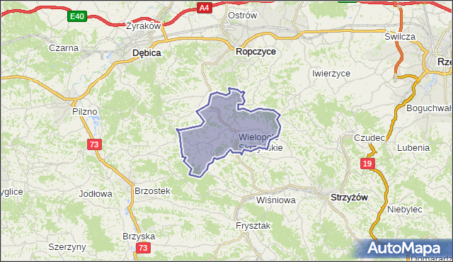 gmina Wielopole Skrzyńskie - powiat ropczycko-sędziszowski na mapie Targeo