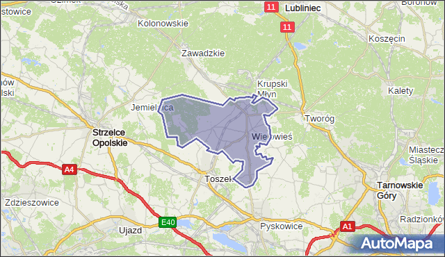 gmina Wielowieś - powiat gliwicki na mapie Targeo