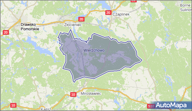 gmina Wierzchowo - powiat drawski na mapie Targeo