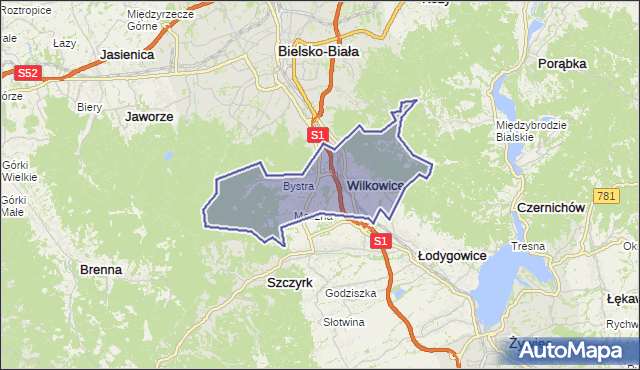 gmina Wilkowice - powiat bielski na mapie Targeo