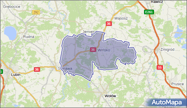 gmina Wińsko - powiat wołowski na mapie Targeo