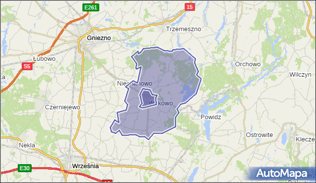 gmina Witkowo - powiat gnieźnieński na mapie Targeo