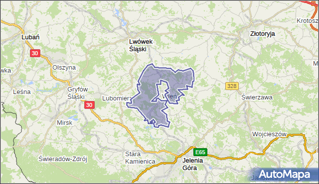 gmina Wleń - powiat lwówecki na mapie Targeo