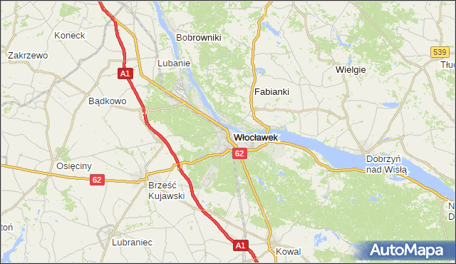 gmina Włocławek - powiat Włocławek na mapie Targeo