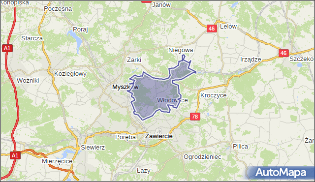 gmina Włodowice - powiat zawierciański na mapie Targeo