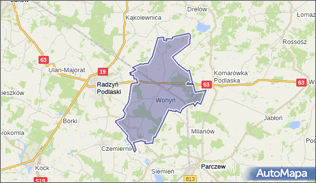 gmina Wohyń - powiat radzyński na mapie Targeo