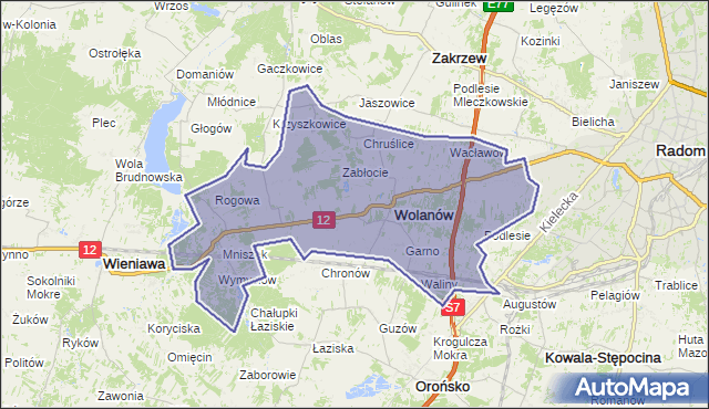 gmina Wolanów - powiat radomski na mapie Targeo