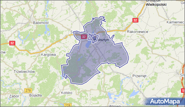 gmina Wolsztyn - powiat wolsztyński na mapie Targeo