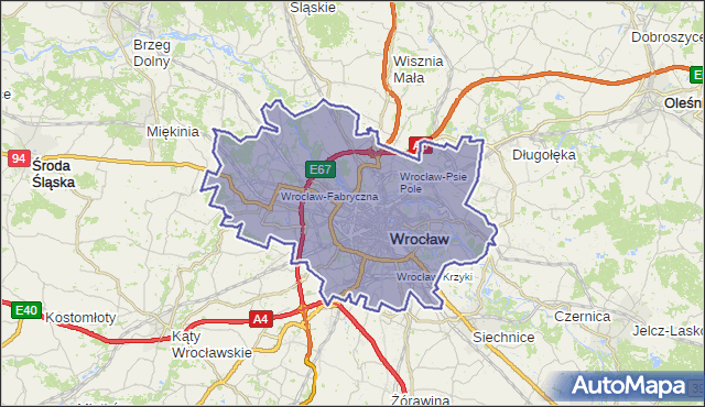 gmina Wrocław - powiat Wrocław na mapie Targeo