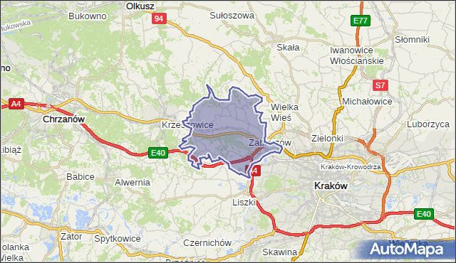 gmina Zabierzów - powiat krakowski na mapie Targeo