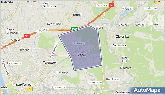 gmina Ząbki - powiat wołomiński na mapie Targeo