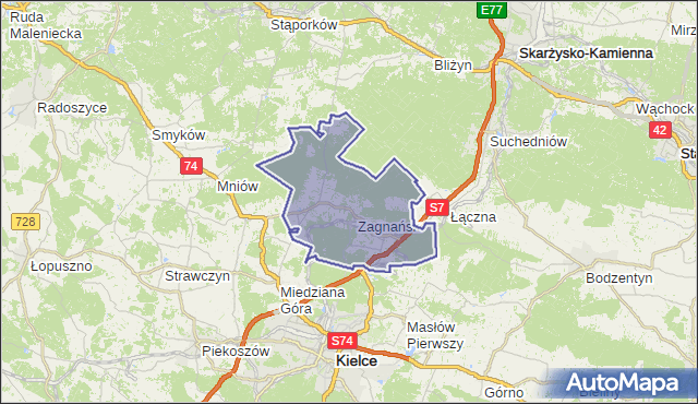 gmina Zagnańsk - powiat kielecki na mapie Targeo