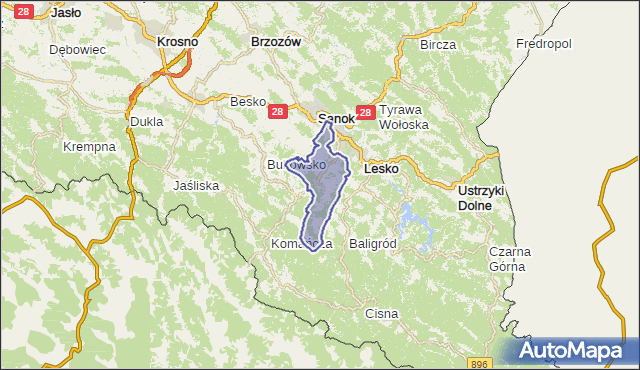 gmina Zagórz - powiat sanocki na mapie Targeo