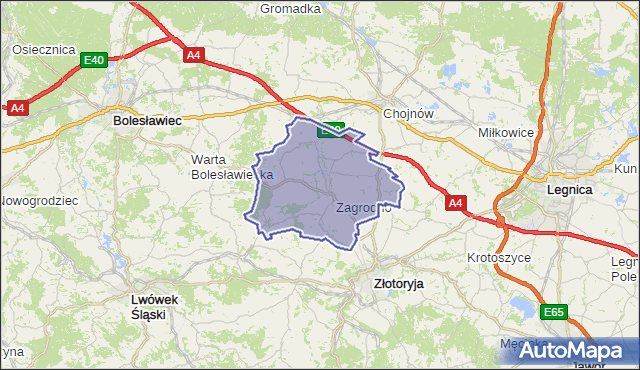 gmina Zagrodno - powiat złotoryjski na mapie Targeo
