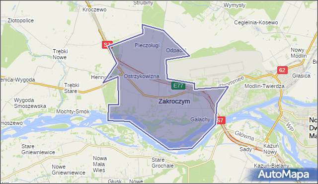gmina Zakroczym - powiat nowodworski na mapie Targeo