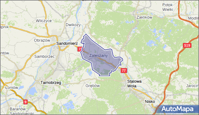 gmina Zaleszany - powiat stalowowolski na mapie Targeo