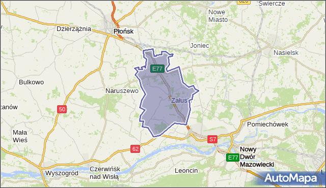 gmina Załuski - powiat płoński na mapie Targeo