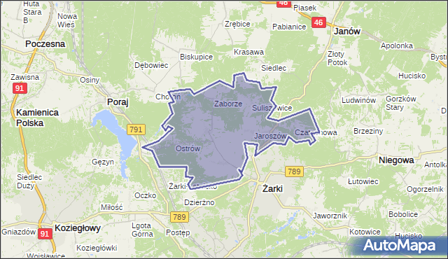 gmina Żarki - powiat myszkowski na mapie Targeo