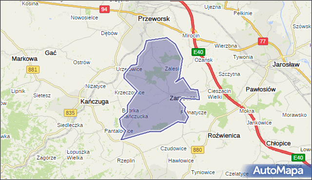 gmina Zarzecze - powiat przeworski na mapie Targeo
