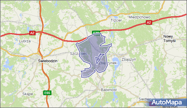 gmina Zbąszynek - powiat świebodziński na mapie Targeo