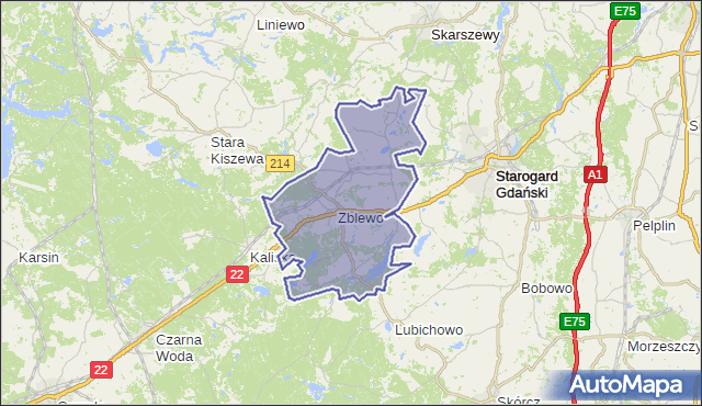 gmina Zblewo - powiat starogardzki na mapie Targeo