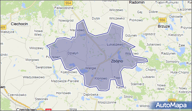 gmina Zbójno - powiat golubsko-dobrzyński na mapie Targeo