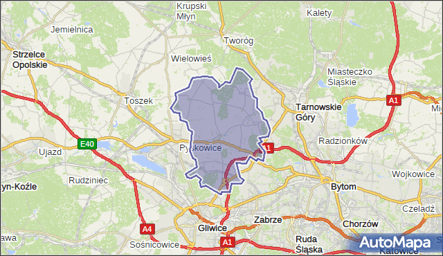gmina Zbrosławice - powiat tarnogórski na mapie Targeo