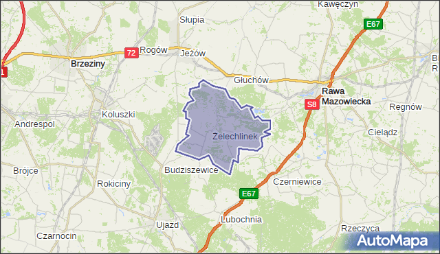 gmina Żelechlinek - powiat tomaszowski na mapie Targeo