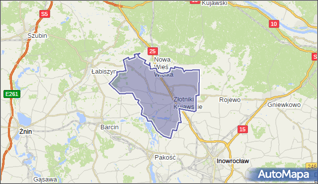 gmina Złotniki Kujawskie - powiat inowrocławski na mapie Targeo