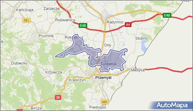 gmina Żurawica - powiat przemyski na mapie Targeo