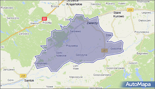 gmina Zwierzyn - powiat strzelecko-drezdenecki na mapie Targeo