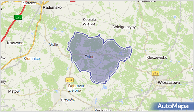 gmina Żytno - powiat radomszczański na mapie Targeo