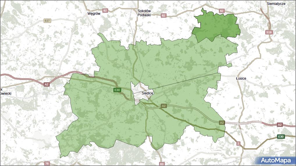 Gmina Korczew, powiat siedlecki, województwo mazowieckie na mapie Targeo