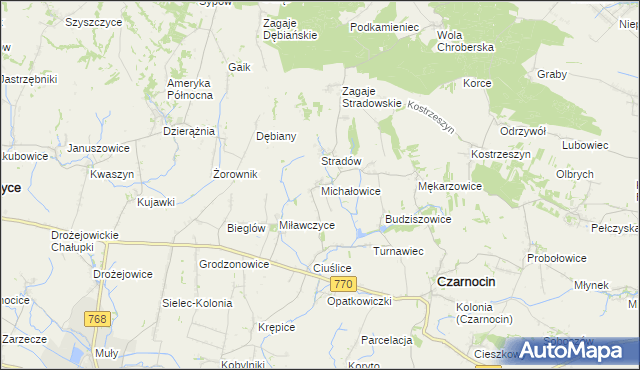mapa Michałowice gmina Czarnocin, Michałowice gmina Czarnocin na mapie Targeo