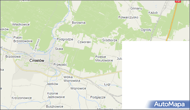 mapa Polesie Mikułowskie, Polesie Mikułowskie na mapie Targeo