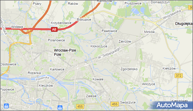 mapa Psie Pole gmina Wrocław, Psie Pole gmina Wrocław na mapie Targeo